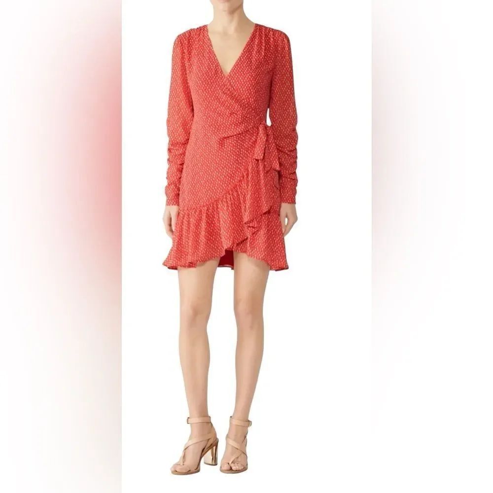 All Saints Red Flores Wrap Mini Dress Size Small